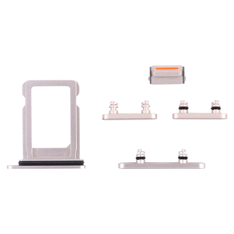 iPhone 13 Mini SIM Card Tray & Side Buttons Set (Starlight) - Volume, Power & Mute Switch Replacement