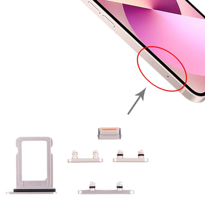 iPhone 13 Mini SIM Card Tray & Side Buttons Set (Starlight) - Volume, Power & Mute Switch Replacement