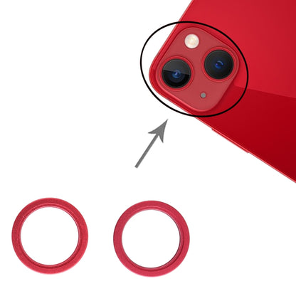 2 PCS Metal Rear Camera Lens Protector Hoop Ring for iPhone 13 Mini - Red Replacement