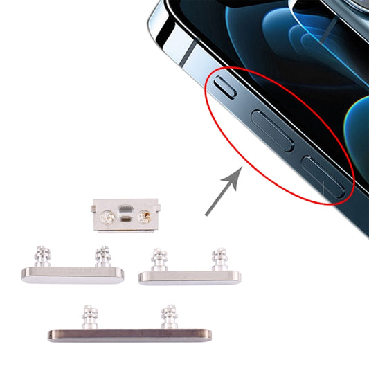 Replacement Power and Volume Control Buttons for iPhone 12 Pro Max (Silver) - Professional Installation Recommended