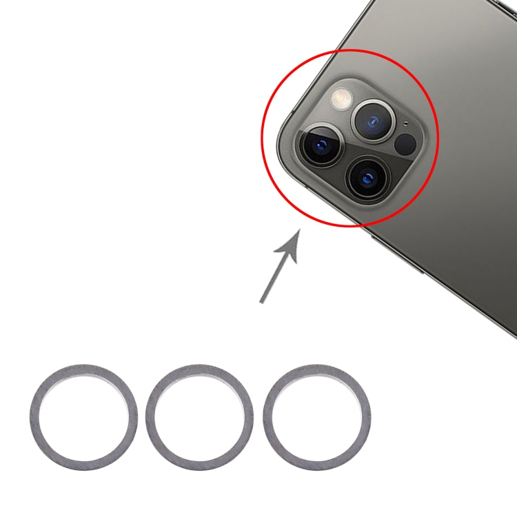 3-Piece Metal Protector Hoop Ring Set for iPhone 12 Pro Max Rear Camera Lens (Graphite) - Replacement & Installation Recommended