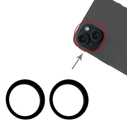 iPhone 15 / 15 Plus Rear Camera Metal Protector Hoop Ring - 2pcs Set (Black) Replacement Lens Cover