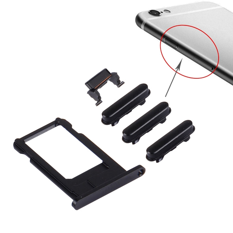 4-in-1 Replacement Parts for iPhone 6s Plus (Card Tray, Volume Control Key, Power Button, Mute Switch) - Black