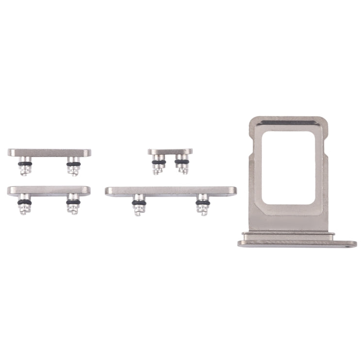 Original SIM Card Tray and Side Keys Set for iPhone 16 Pro Max (Silver) - Volume Control, Power Button, Mute Switch
