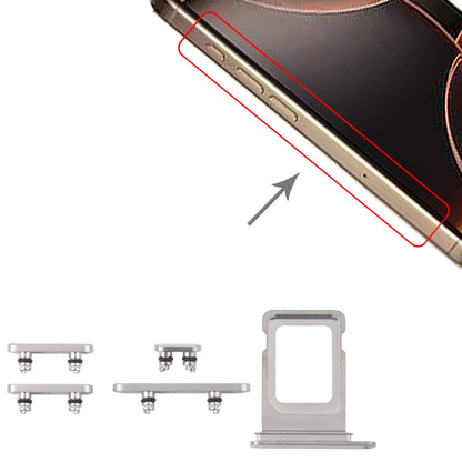 iPhone 16 Pro Max Original SIM Card Tray, Volume & Power Keys, Mute Switch (White) - Replacement Parts