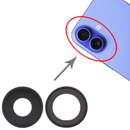 iPhone 16 / 16 Plus Rear Camera Lens Cover Replacement (Black) - High Quality, Professional Fit