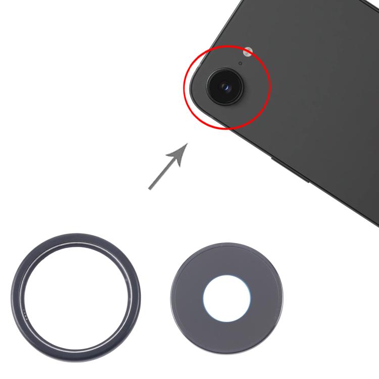 Replacement Rear Camera Lens Cover for iPhone 16e (Black) - Compatible, Professionally Tested