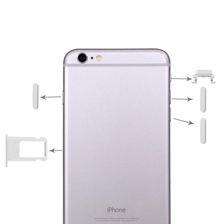 4-in-1 Replacement Parts for iPhone 6 Plus: Card Tray, Volume Control Key, Power Button & Mute Switch (Grey)