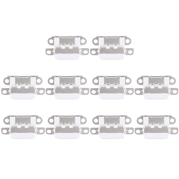 10 Pack Charging Port Connector for iPhone 6 Plus - High Quality Replacement Parts (White)