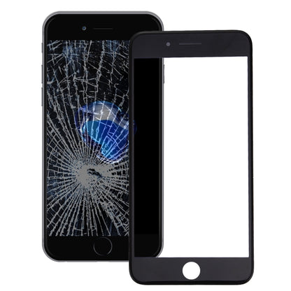 iPhone 7 Replacement Front Screen Outer Glass Lens & LCD Bezel Frame (Original, Black) - 2 in 1 Set