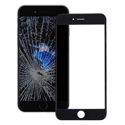 iPhone 7 Front Screen Outer Glass Lens with LCD Bezel Frame & OCA Adhesive - Black Replacement Part