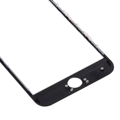 iPhone 7 Front Screen Outer Glass Lens with LCD Bezel Frame & OCA Adhesive - Black Replacement Part