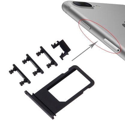 Premium iPhone 7 Plus Card Tray, Volume Control Key, Power Button & Mute Switch Vibrator Key (Black)