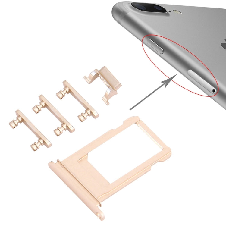 iPhone 7 Plus Gold Card Tray, Volume Control Key, Power Button & Mute Switch Vibrator Replacement Parts