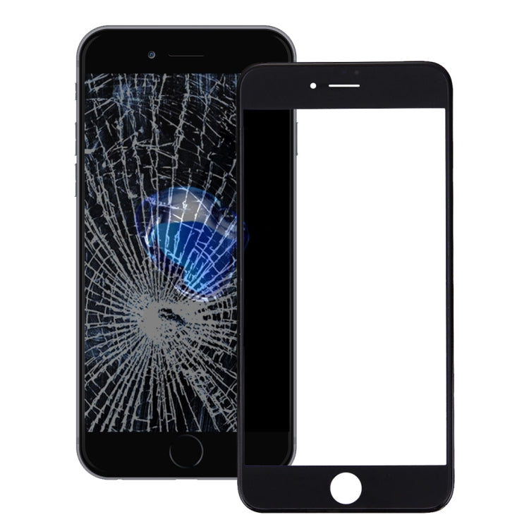 iPhone 7 Plus Front Screen Glass Lens with LCD Bezel Frame & OCA Adhesive - Black Replacement Part