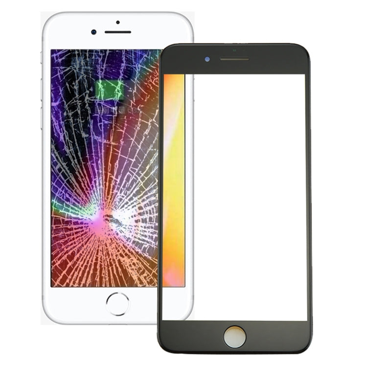iPhone 8 Front Screen Replacement - Outer Glass Lens with LCD Bezel Frame & OCA Adhesive (Black)