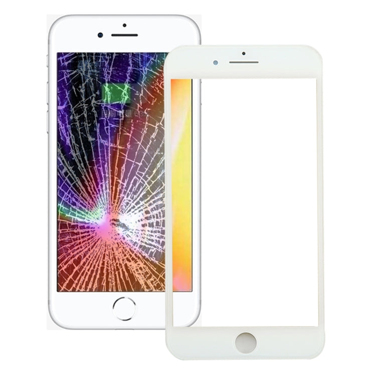 iPhone 8 Front Screen Outer Glass Lens, LCD Bezel Frame & OCA Adhesive - Replacement Part (White)