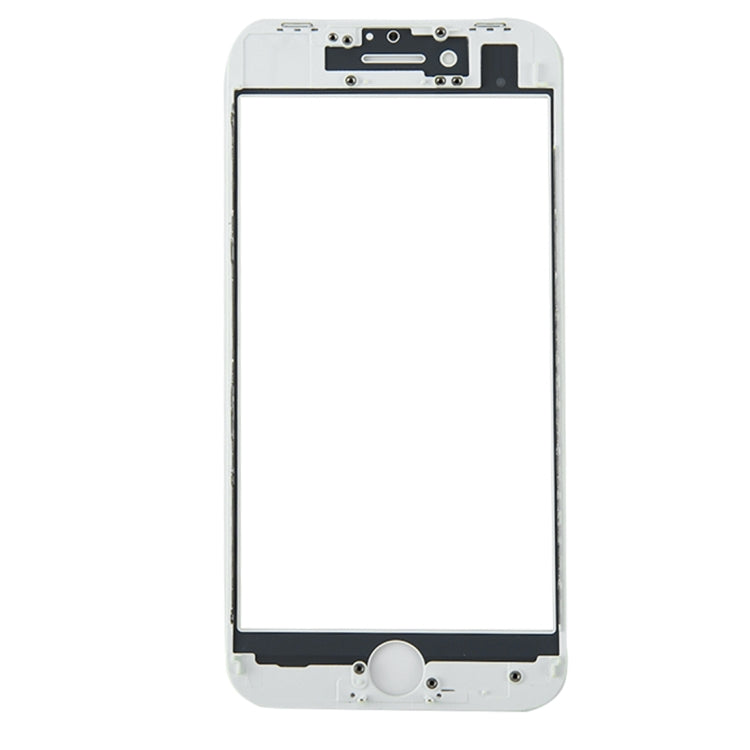 iPhone 8 Front Screen Outer Glass Lens, LCD Bezel Frame & OCA Adhesive - Replacement Part (White)