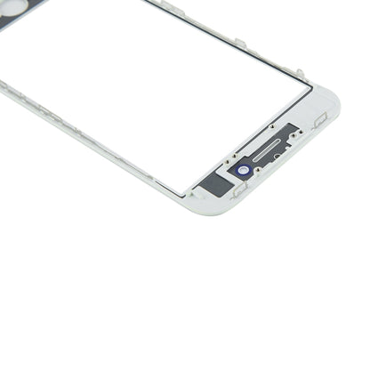 iPhone 8 Front Screen Outer Glass Lens, LCD Bezel Frame & OCA Adhesive - Replacement Part (White)