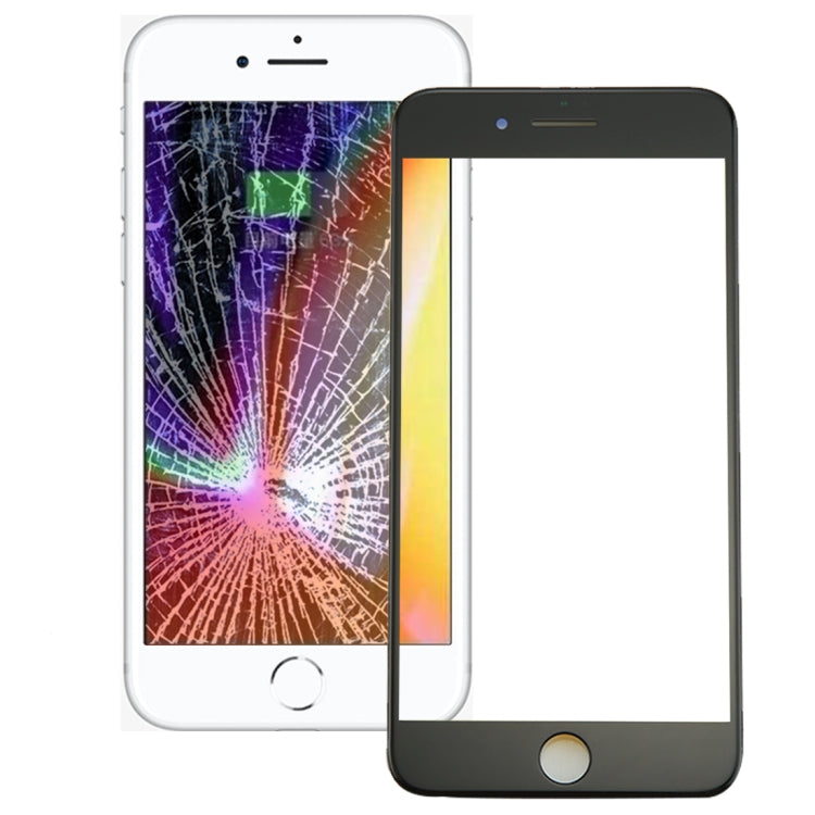iPhone 8 Plus Replacement Front Screen Outer Glass Lens with LCD Bezel Frame (Black) - Compatible and Ready to Install