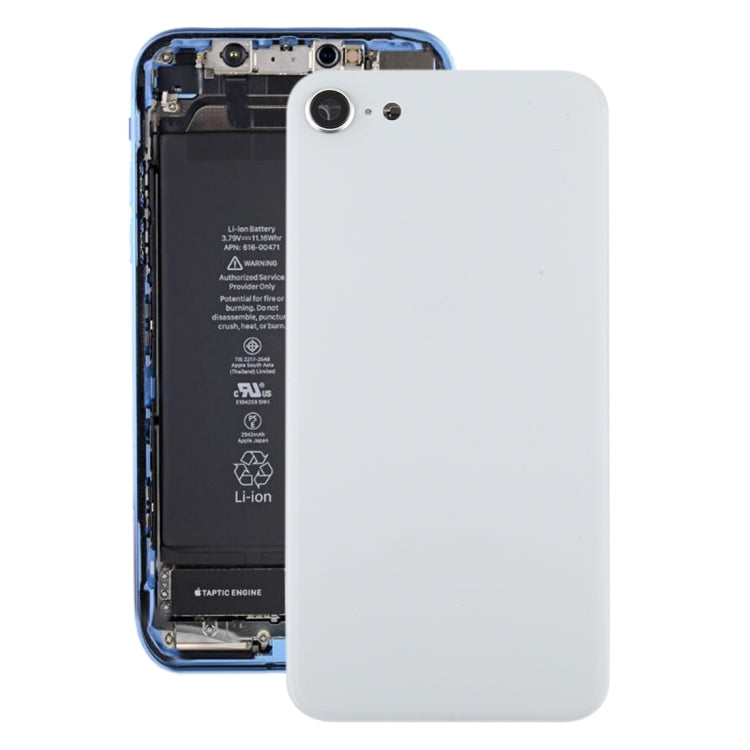 iPhone SE 2020 Glass Battery Back Cover with Camera Lens Frame (White) - Replacement Housing, Professional Installation Recommended