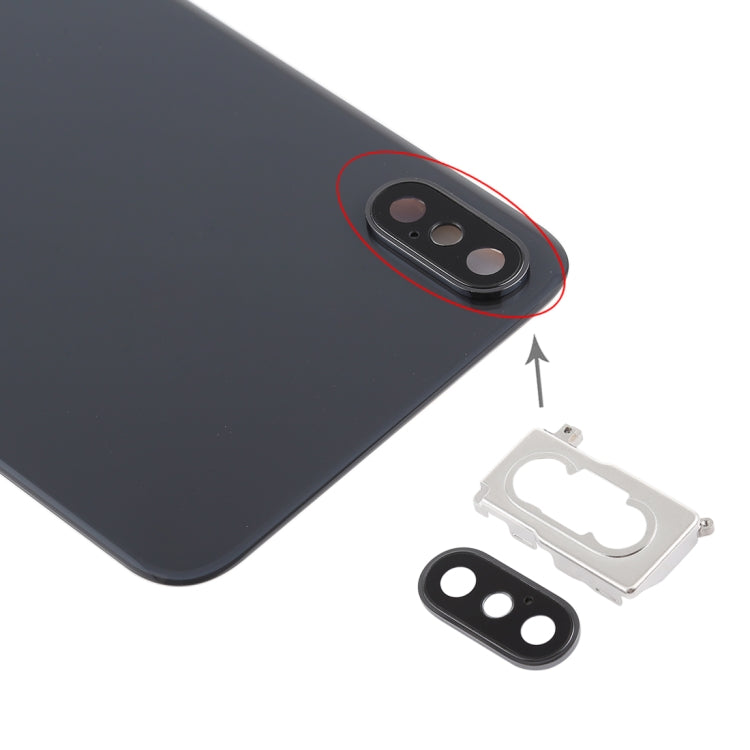 iPhone XS Max Battery Back Cover with Camera Bezel, Lens & Adhesive - High Quality Replacement (Black)
