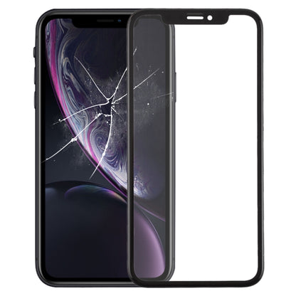 iPhone XR Front Screen Glass Lens with Frame + OCA Adhesive - Replacement Part (Black)