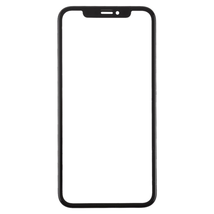 iPhone XR Front Screen Glass Lens with Frame + OCA Adhesive - Replacement Part (Black)