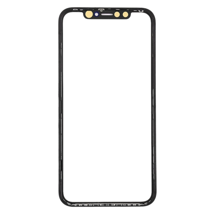 iPhone XR Front Screen Glass Lens with Frame + OCA Adhesive - Replacement Part (Black)