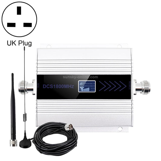 DCS-LTE 4G Mobile Signal Booster Repeater, 1800MHz UK Plug, Indoor and Outdoor Antennas for Improved Call Quality and 4G Data Speeds (Silver)