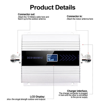 DCS-LTE 4G Mobile Signal Booster Repeater, 1800MHz UK Plug, Indoor and Outdoor Antennas for Improved Call Quality and 4G Data Speeds (Silver)