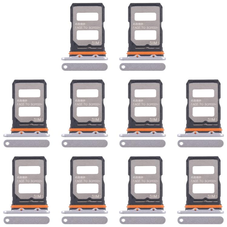 Xiaomi 14T Pro 5G Original SIM Card Tray Set - 10pcs Replacement Trays (Silver) for Seamless Compatibility