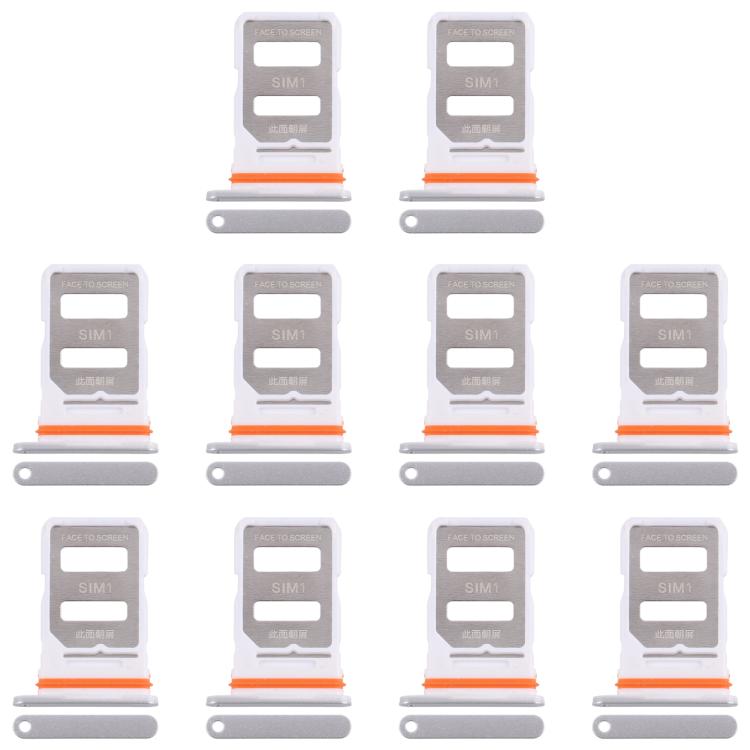 Original SIM Card Tray Set for Xiaomi Redmi Turbo 4 - 10pcs Silver Replacement Trays