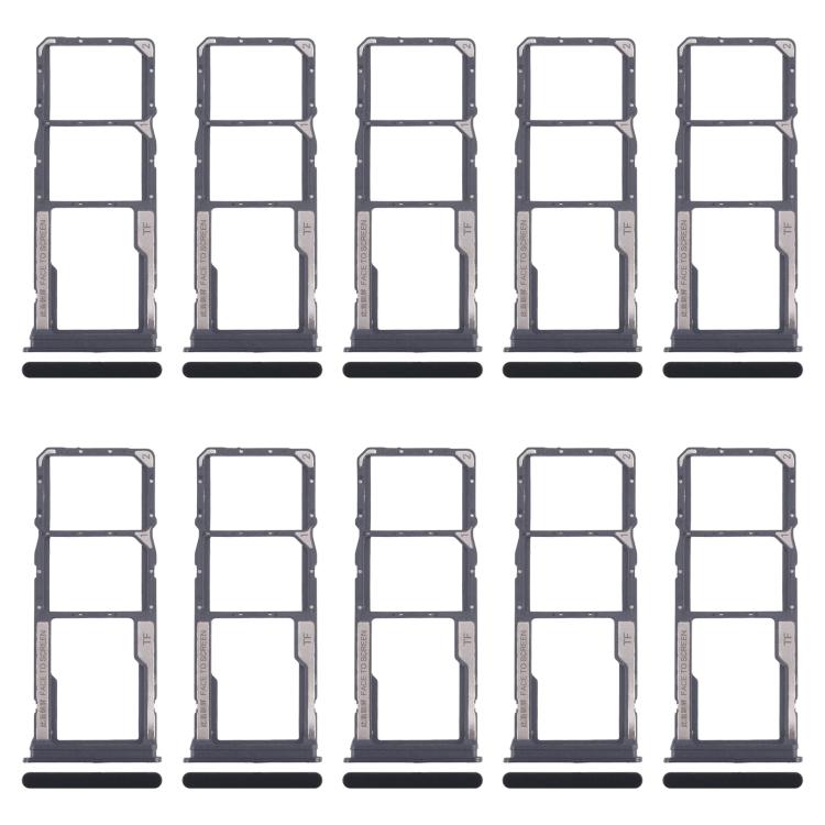 Original SIM Card Tray Set for Xiaomi Redmi 14C 4G - 10pcs (Black) + Micro SD Card Tray Replacement