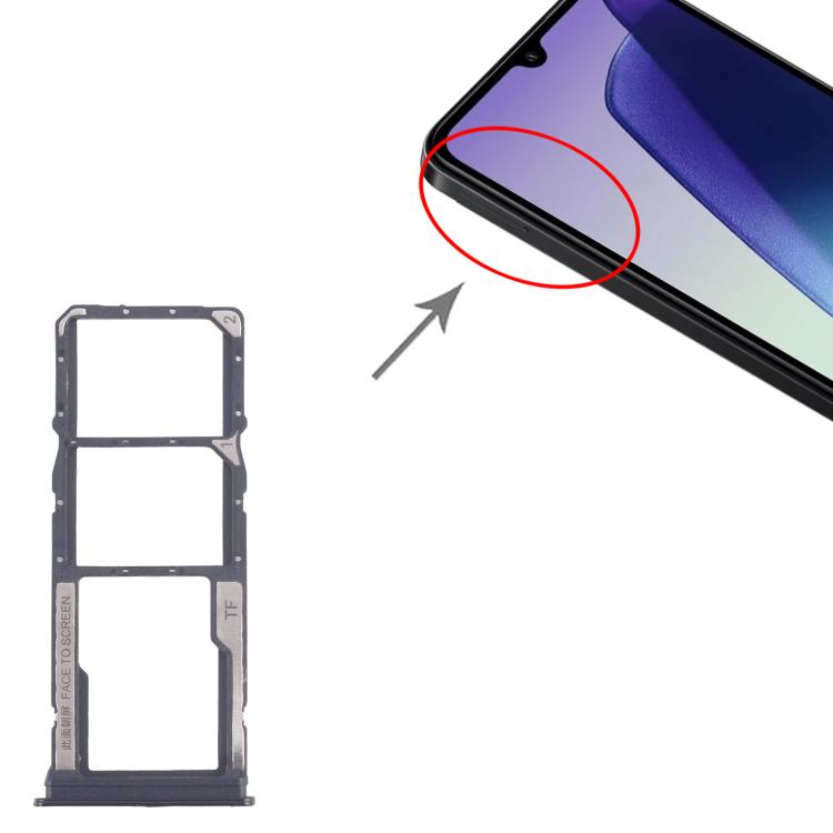 Original SIM Card Tray Set for Xiaomi Redmi 14C 4G - 10pcs (Black) + Micro SD Card Tray Replacement