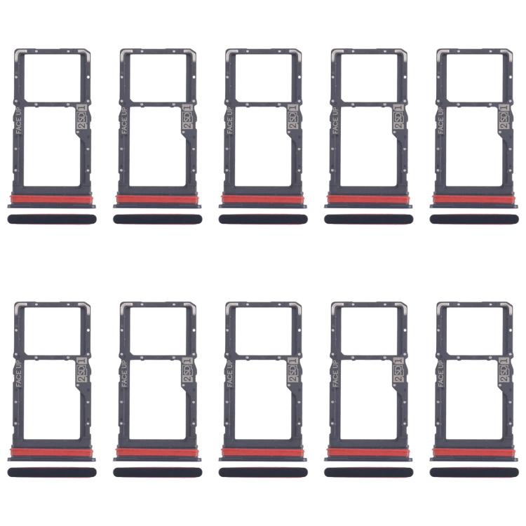 Original SIM + Micro SD Card Tray for Motorola Moto G53 XT2335-2 (10pcs, Black) - Replacement Part