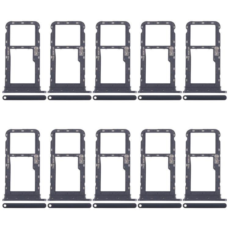 Original SIM & Micro SD Card Tray for Motorola Moto G60 - 10pcs Replacement (Black)