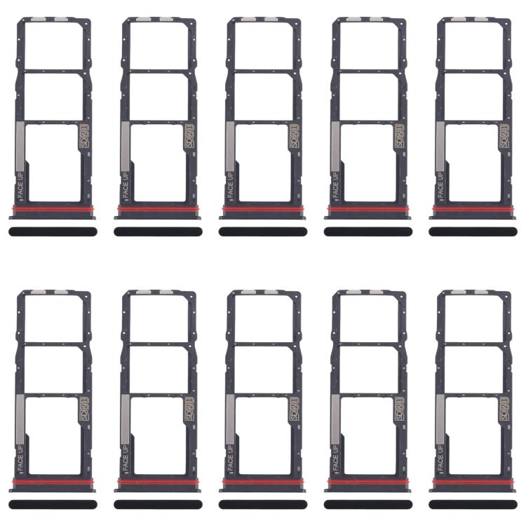 Original SIM Card Tray Set for Motorola Moto G04s - 10pcs (Black) Including SIM & Micro SD Card Trays