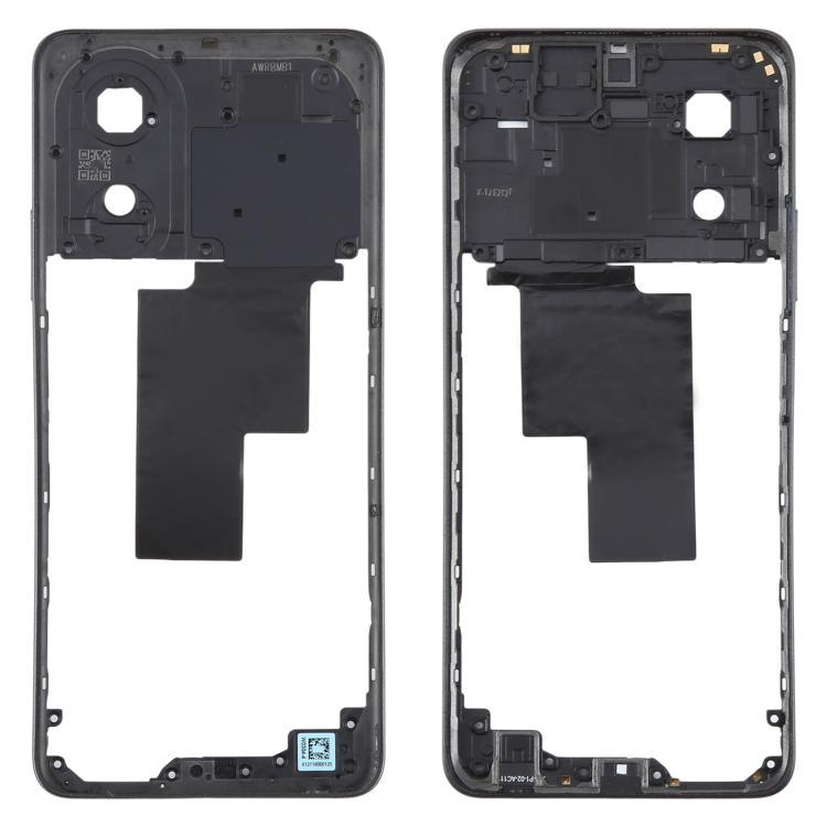 Genuine Black Middle Frame Bezel Plate for OPPO A58 4G (CPH2577) - Replacement Part, Fully Compatible