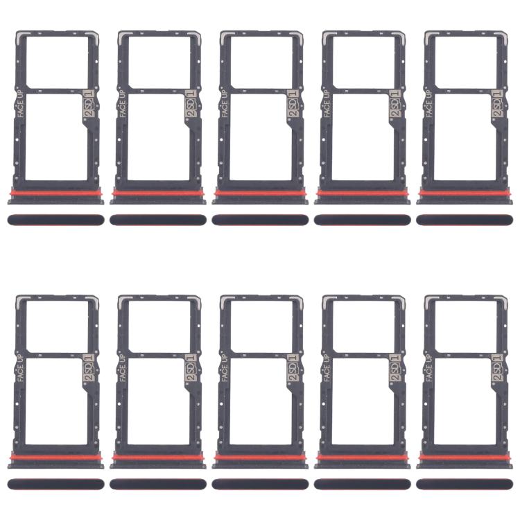 Original SIM Card Tray + SIM/Micro SD Card Tray (10pcs) for Motorola Moto G56 - Black Replacement Parts