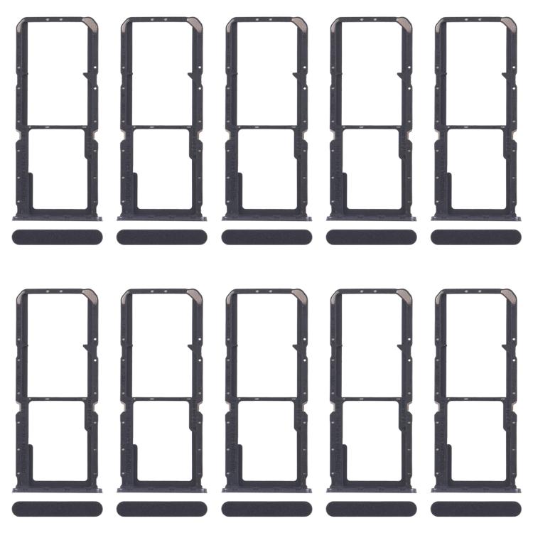 Original OPPO A3x 4G CPH2641 SIM Card Tray Set - 10pcs Black SIM & Micro SD Card Trays for Replacement
