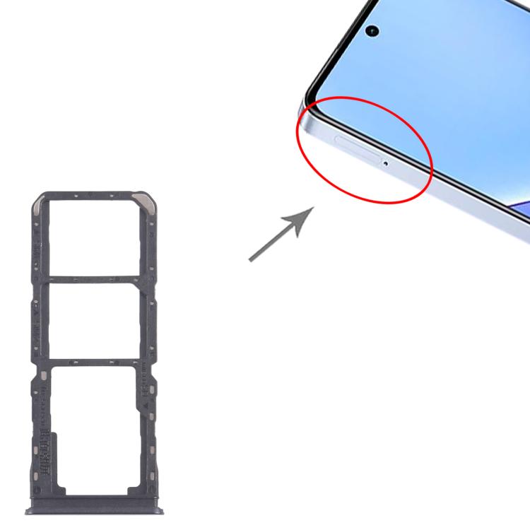 Original SIM Card Tray Set for Realme 11 5G RMX3780 - 10pcs (Black) + Micro SD Card Tray Replacement