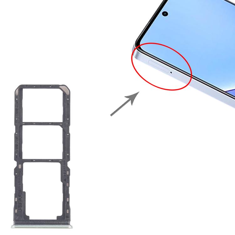 Original SIM Card Tray Set for Realme 11x 5G RMX3785 - 10pcs (Includes SIM & Micro SD Tray, Green)