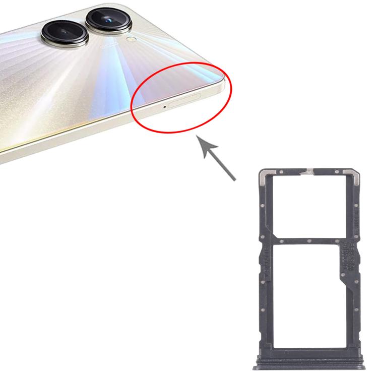 Original SIM Card Tray + Micro SD Card Tray for Realme 10 Pro 5G RMX3663/RMX3660/RMX3661 - 10pcs (Black)