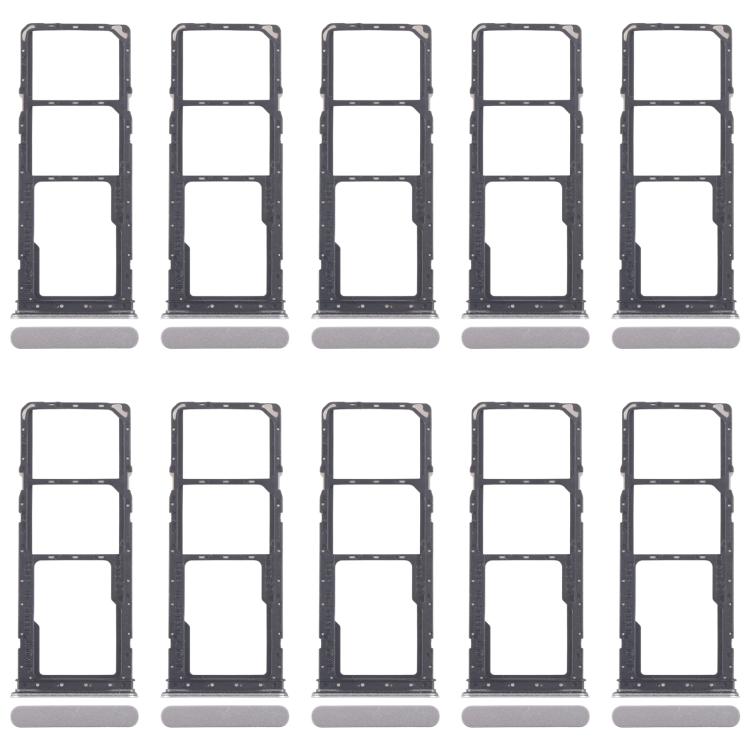 Original SIM Card Tray Set for Realme Narzo C71 4G RMX5303 - 10pcs (Silver) + Micro SD Card Tray Replacement