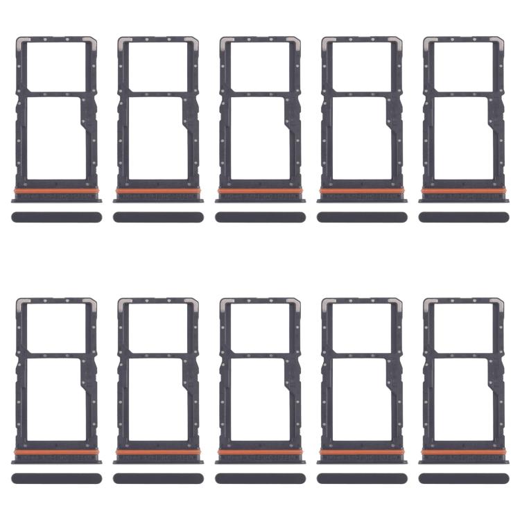 Xiaomi Redmi 13 4G SIM Card Tray Set - 10pcs SIM/Micro SD Card Trays (Black) for Replacement