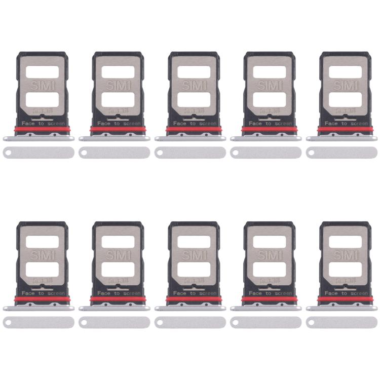 Xiaomi Poco F6 Pro SIM Card Tray (Silver) - 10pcs Replacement Set for Broken Trays, Professional Installation Recommended