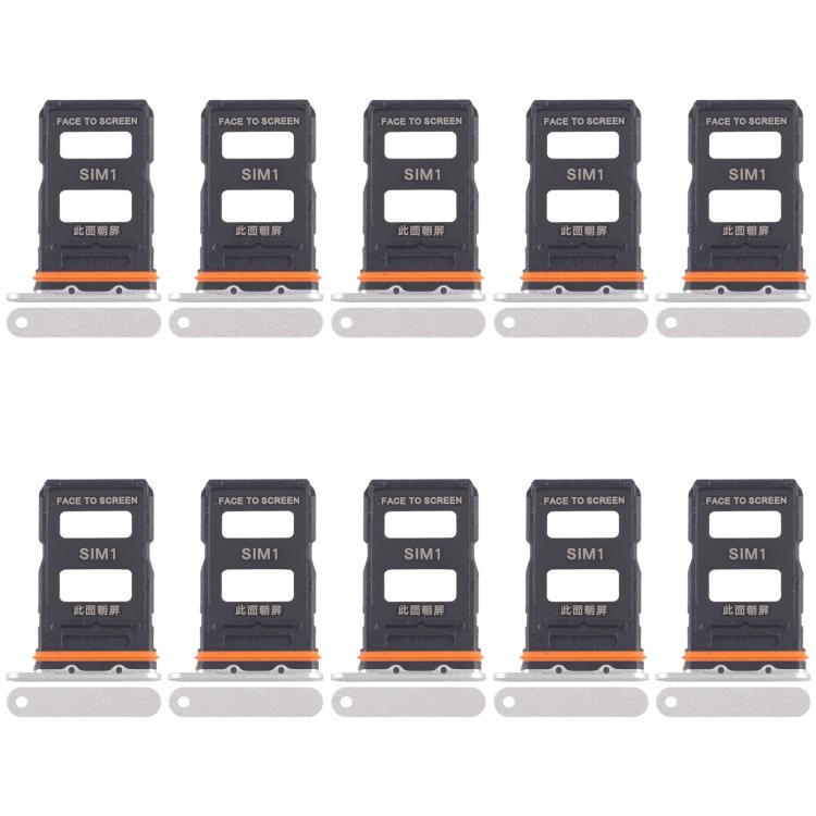 Xiaomi 14 Ultra SIM Card Tray Set - 10pcs Replacement SIM Card Trays (Silver) for Perfect Compatibility