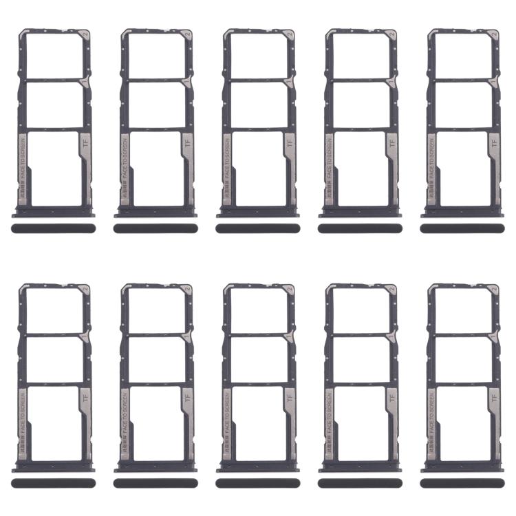 Xiaomi Poco M6 Pro 4G SIM Card Tray Set - 10pcs Black (Includes SIM & Micro SD Card Trays)