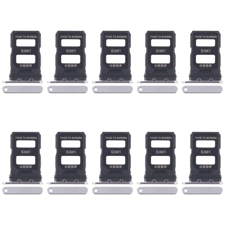 Xiaomi 14 Pro SIM Card Tray Replacement (Silver) - 10pcs Set for Broken/Scratched Trays